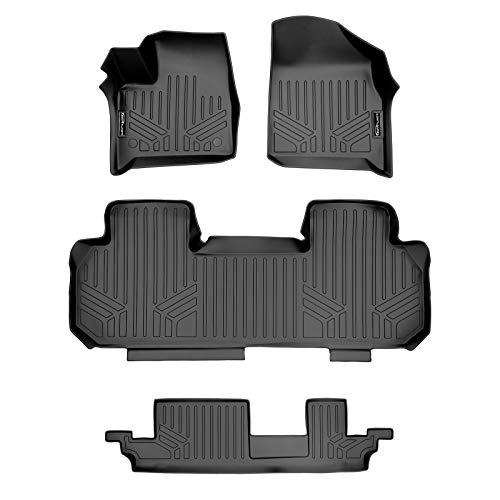 MAXLINER All Weather Custom Fit 3 Row Black Floor Mat Liner Set Compatible With 2018-2021 Chevrolet Traverse (Only fits with 2nd