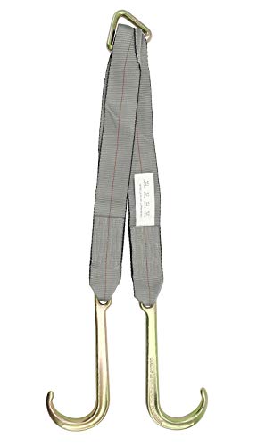 Mytee Products Tow Straps V Bridle 3" x 24" w/ 15" Long Shank J Hooks 5400 lbs Working Load | Recovery V Strap for Car Wrecker R