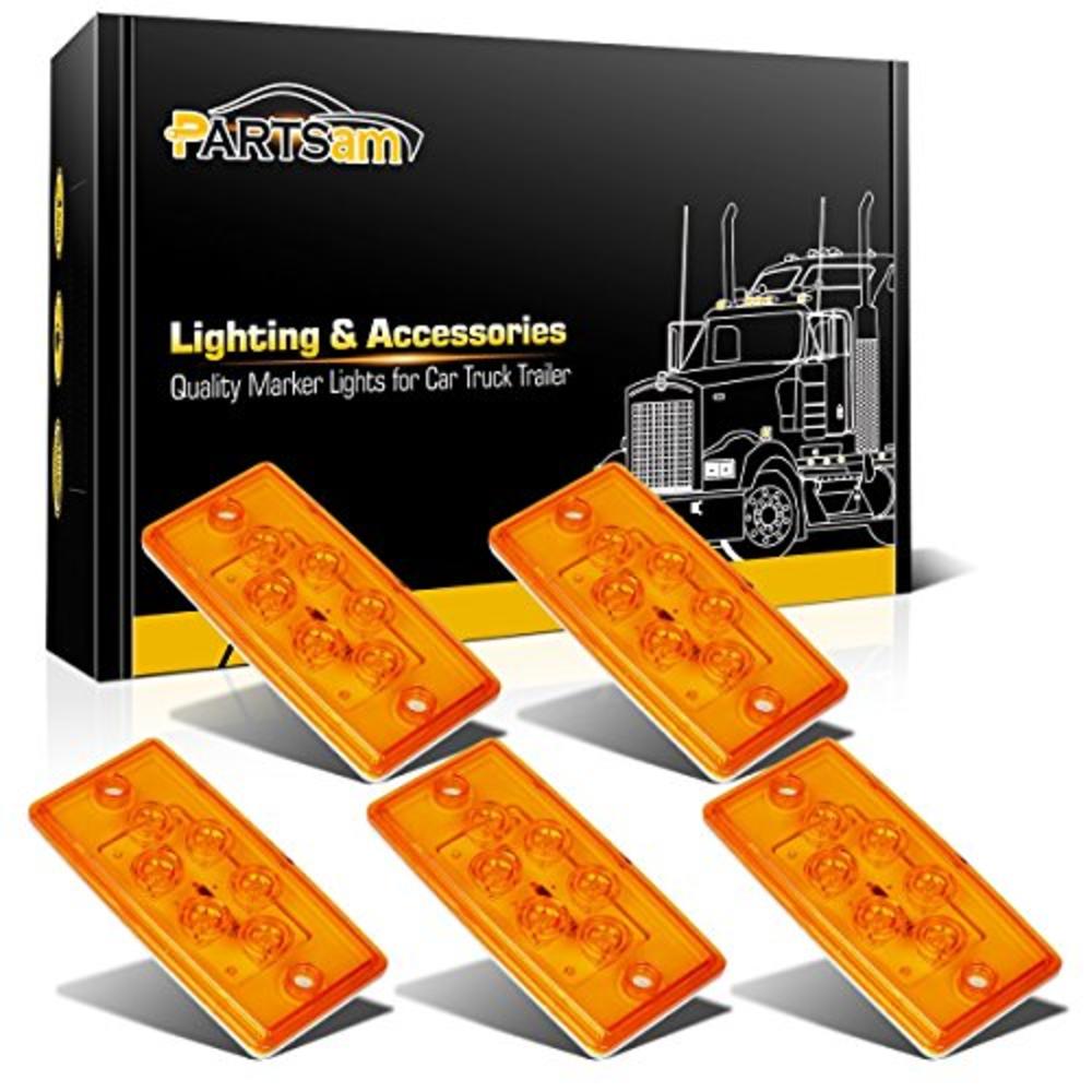 Partsam Truck Cab Light 6LED Amber Top Roof Running Cab Marker Light 5pcs Waterproof Compatible with /Freightliner Heavy Duty Tr