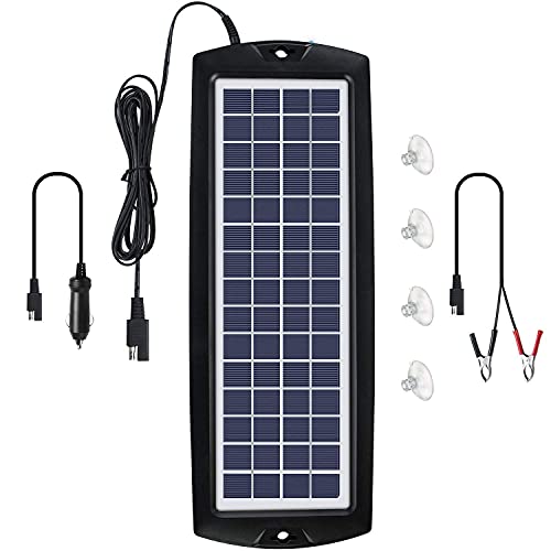 Sunway Solar Car Battery Trickle Charger & Maintainer 12V Solar Panel Power Kit Portable Backup for Car Automotive RV Marine Boa