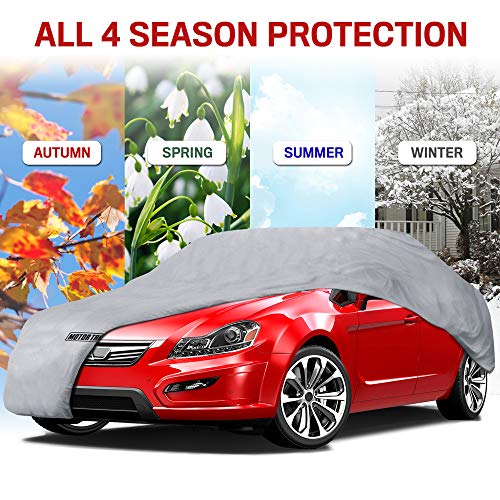 Motor Trend 4-Layer 4-Season Car Cover Waterproof All Weather for Heavy Duty Use for Sedan Coupes Up to 157"