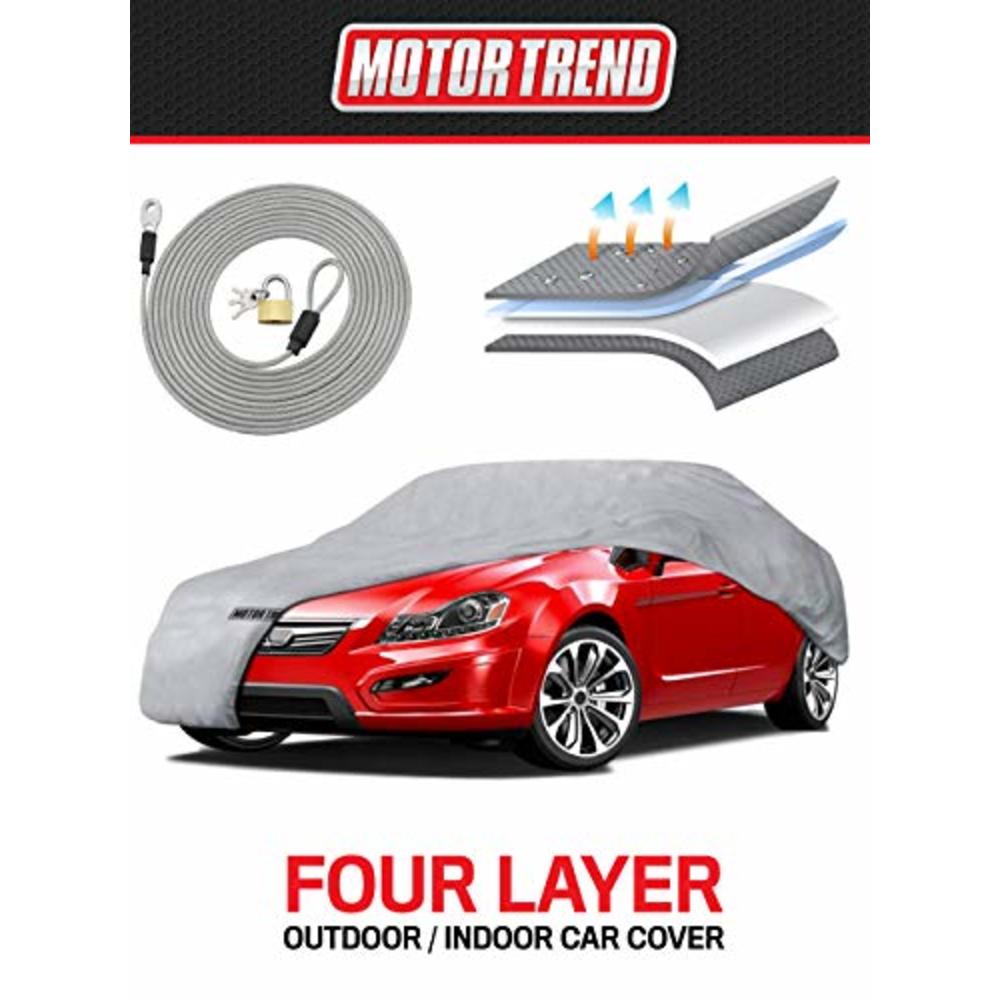 Motor Trend 4-Layer 4-Season Car Cover Waterproof All Weather for Heavy Duty Use for Sedan Coupes Up to 190"