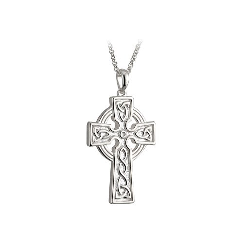 Solvar Men? Celtic Cross Necklace Sterling Silver 2 Sided 20 Inches Chain Irish Made