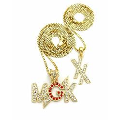 BLINGFACTORY Hip Hop Fashion MGK & EST 19xx Pendant & 24" 30" Box Bling Chain Hip Hop Necklace