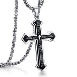 REHOBOTH Mens Stainless Steel Nail Cross Pendant Necklace for Men Lords Prayer Pendant Big Pendant and Strong Chain 24"