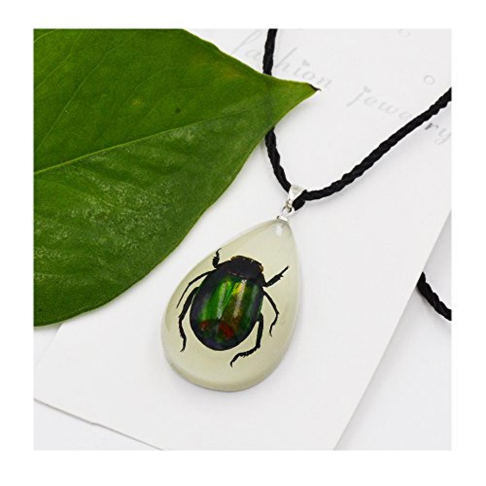 FOTTCZ Real Beetle Necklace, Real Beetle Pendant, Real Beetle Pendant Necklace - Fluorescent Green Bettle