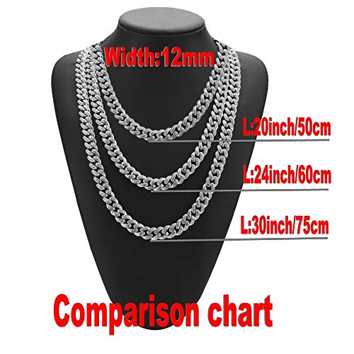 putouzip Mens 12MM 14MM 20MM Chains 18K Gold Plated CZ Fully Iced-Out Miami Cuban Necklace Bracelet Set