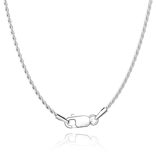 Jewlpire Diamond Cut 925 Sterling Silver Chain Rope Chain Italian Silver Necklace Chain for Women Men Super Shiny Durable 1.35mm