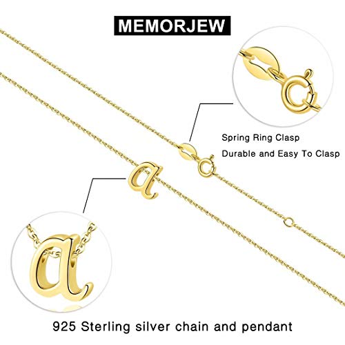 Memorjew 925 Sterling Silver Initial Necklace, Dainty Letter O Gold Cursive Initial Necklace for Women Girls, Valentines Mother’s Day Gir