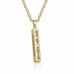 Love Jewelry Personalized Couple Stainless Steel Necklace Engraved Initial Name Vertical Bar Pendant Necklace Gifts for Boyfrien