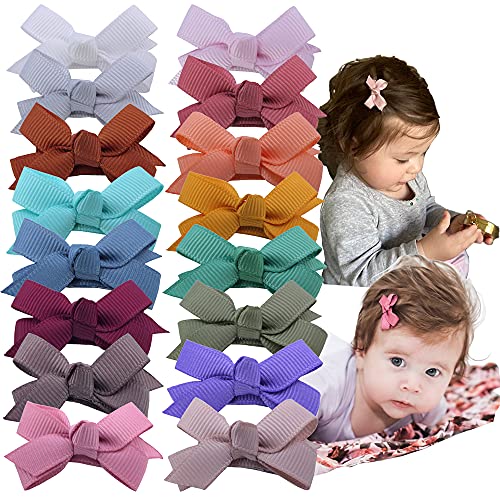 Sugarmelon Boutique Baby Hair Clips in Fringe Bangs,Toddler Tiny Hair Bow Snap Clips Infant Baby Girls Kids Hair Grips 16 Colors