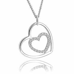 ELEGANZIA Heart Necklaces For Women Sterling Silver Necklace For Women Jewelry, Love Necklaces For Girlfriend Heart Pendant Neck