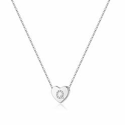 M MOOHAM Initial Necklace for Girls, Dainty Tiny Cubic Zirconia Silver Letter Q Initial Heart Necklace for Women Girls, Mothers 