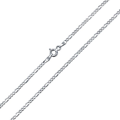 bling jewelry Thin 50 Gauge 1.5 MM 925 Sterling Silver Figaro Chain Necklace For Women For Men Made In Italy 20 Inch