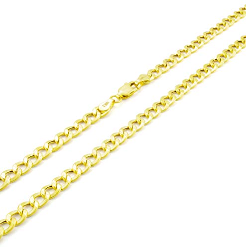 Nuragold 10k Yellow Gold 4.5mm Cuban Curb Link Chain Pendant Necklace, Mens Womens Lobster Clasp 16" 18" 20" 22" 24" 26" 28" 30"