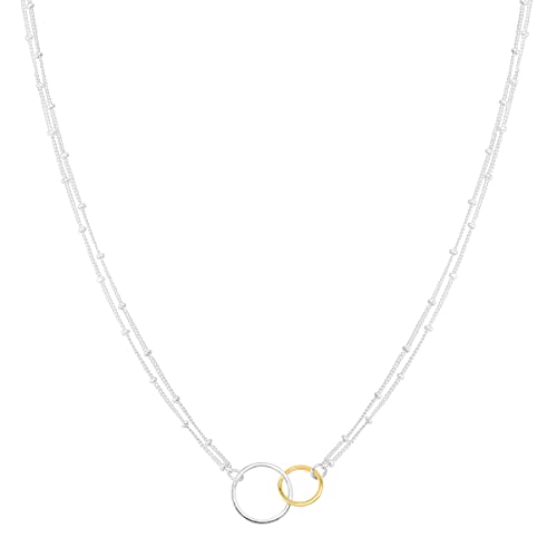 Silpada Pagosa Circle Linking Station Necklace in Sterling Silver and Gold Plating, 16" + 2"