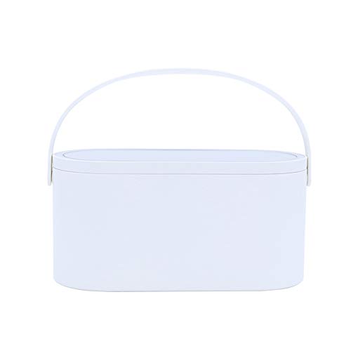 Luckystar Makeup Case,Portable Cosmetic Storage Box with LED Mirror Cover Cosmetic,White Travel Carrying Cases