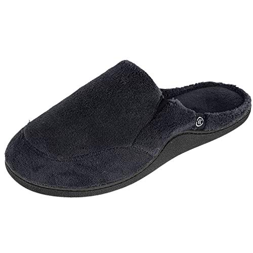 isotoner Mens Microterry Clog Slippers (Large / 9.5-10.5 D(M) US, Ebony Black)