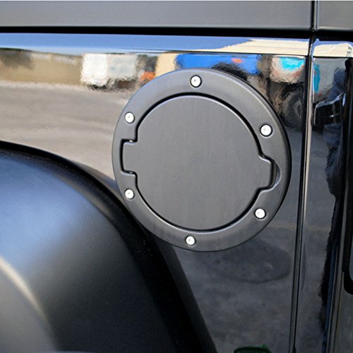 KUJOOY Black Fuel Filler Door Cover Gas Tank Cap for Jeep Wrangler JK 2-Door 4-Door 2007-2016 (No Logo)