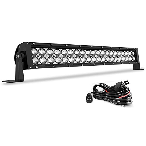 AUTOSAVER88 LED Light Bar 24 Inch Straight Work Light 4D 200W with 8ft Wiring Harness, 20000LM Offroad Driving Fog Lamp Marine B