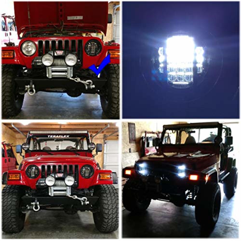 COWONE 7 Inch Round 5D 2021 Design 130w LED Projector Headlight with DRL Compatible with Jeep Wrangler JK TJ LJ CJ for Motorcycl