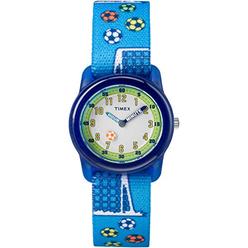 Timex Boys TW7C16500 Time Machines Blue Soccer Elastic Fabric Strap Watch