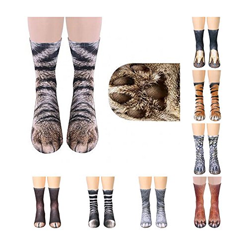 NDLBS Funny Animal Paws Socks Novelty Animal Socks Crazy 3D Cat Dog Paw Socks Christmas Gifts Stocking Stuffers for Women Men