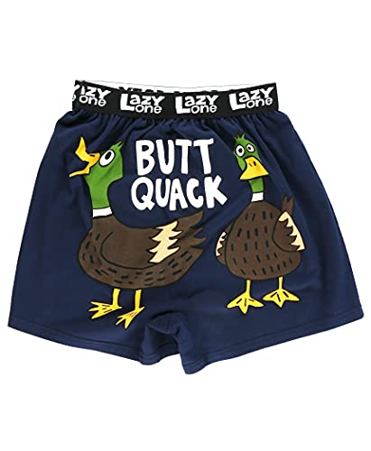 Lazy One Funny Animal Boxers, Novelty Shorts, Humorous Underwear, Gag Gifts for Men, Duck, Farm (Butt Quack Boxer, Medium)