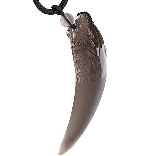 COMPONALL Wolf Tooth Necklace for Men, Obsidian Necklaces Amulet Pendant for Mens Necklace Ice Obsidian Natural Gem Crystal Jewe