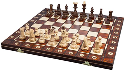 Senator Chess Set -  Chess Senator Folding Chess 16" Brown Board Game