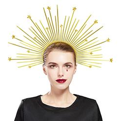 Fantherin Mary Halo Crown Headband Goddess Zip Tie Spiked Halo Crown Halloween Costume Headpiece Headdress for Cosplay Party (St