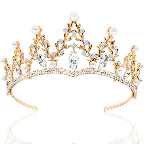 NODG Gold Tiaras Wedding Tiaras and Crowns for Women Rhinestone Branches Tiara for Women Princess Crown Birthday Tiara Headbands