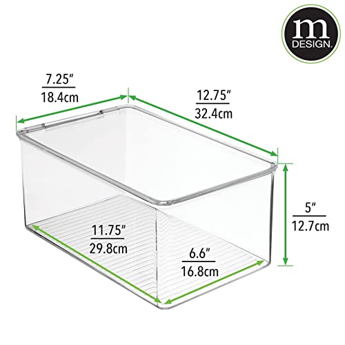 mDesign Bathroom Plastic Stackable Storage Box Container, Hinged Lid - Cabinet, Vanity Organizer for Toiletries, Makeup, First A