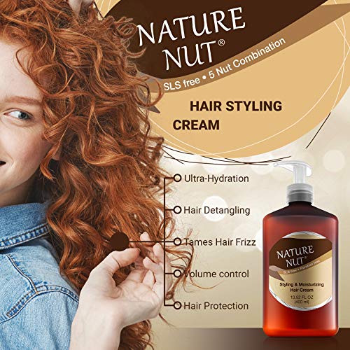 Nature Nut Leave In Conditioner for Dry and Damaged Hair - 5 Nut Oil Curl  Defining Styling