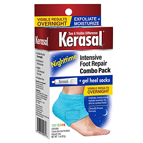 Kerasal Intensive Foot Repair Skin Healing Ointment, 1 Oz and ZenToes Moisturizing Gel Socks, One Pair