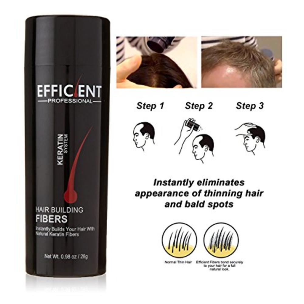Efficient EFFICIENT Keratin Hair Building Fibers, Hair Loss Concealer Net  Wt. 28gm /  oz (Dark Brown)