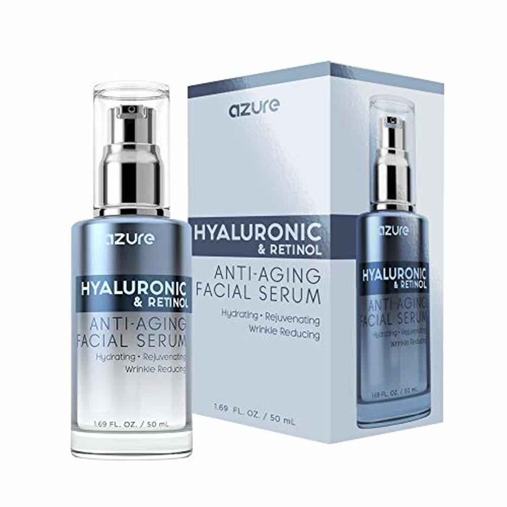 Azure Cosmetics AZURE Hyaluronic & Retinol Anti Aging Facial Serum - Hydrating, Anti Aging & Rejuvenating | Reduces Wrinkles, Fine Lines & Creas