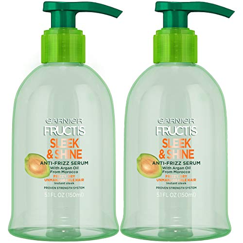 Garnier Fructis Sleek and Shine Anti-Frizz Serum for Frizzy, Dry, Unmanageable Hair, 5.1 Ounce (2 Count)