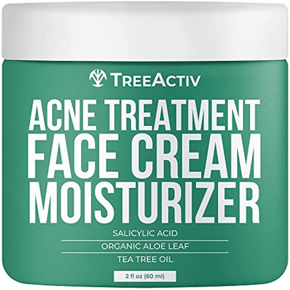 TreeActiv Acne Treatment Face Cream Moisturizer | Tea Tree & Salicylic Acid Lotion for Pimple, Blackhead, Whitehead, Milia Remov