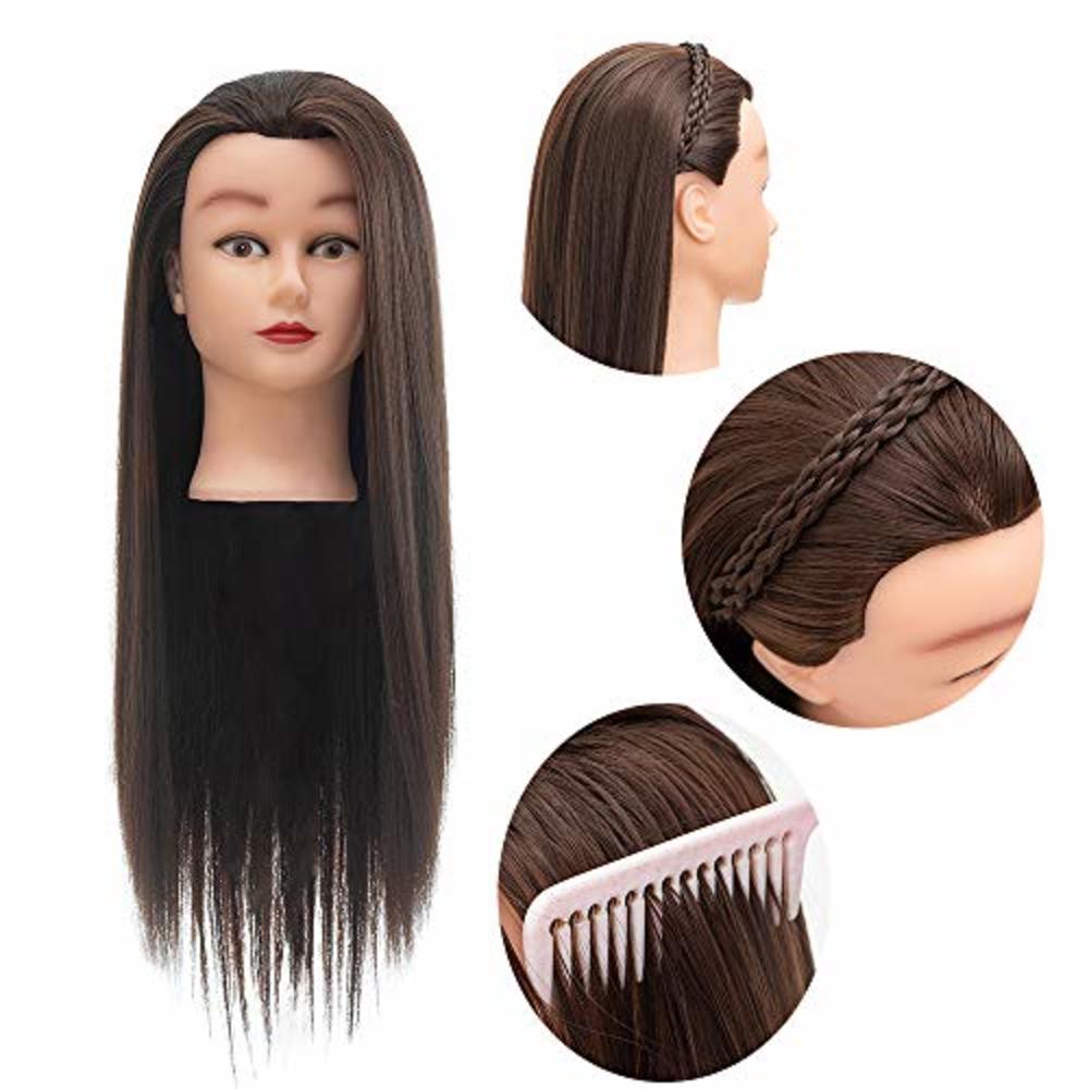 Rruaneal Cosmetology Mannequin Head Hair Styling 26-28inches Training Head  Synthetic Fiber Manikin Head Doll Head
