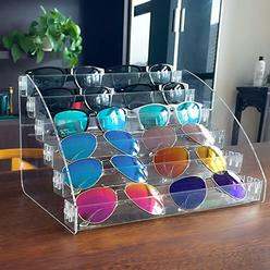 MineSign Sunglasses Organizer Clear Eyeglasses Display Case Eyewear Storage Tray For Glasses Tabletop Holder Stand (6 layer)