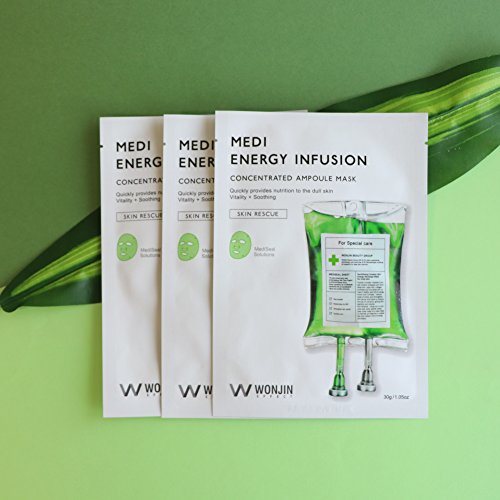 WONJIN EFFECT Medi Energy Infusion Mask (10sheets x 1.05 oz) with 36 Revitalizing Ingredients Antiageing: Skin Cell Growth Activ