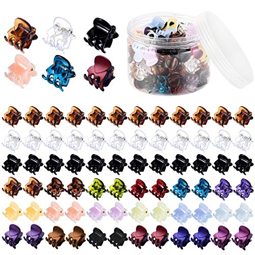 Funtopia Mini Hair Claw Clips for Girls and Women, Funtopia 72 Pcs Small Hair Clips Pins Clamps Non Slip Tiny Plastic Jaw Clips (Assorted