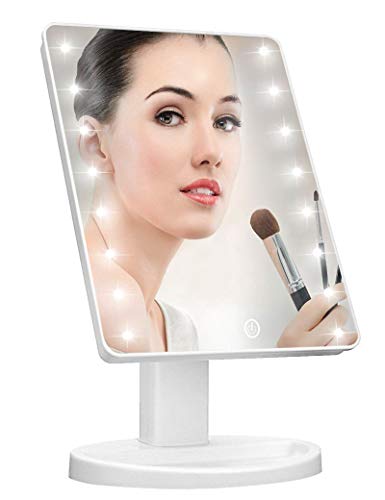 KOOKIN Lighted Vanity Makeup Mirror with 16 Led Lights 180 Degree Free Rotation Touch Screen Adjusted Brightness Battery USB Dual Suppl