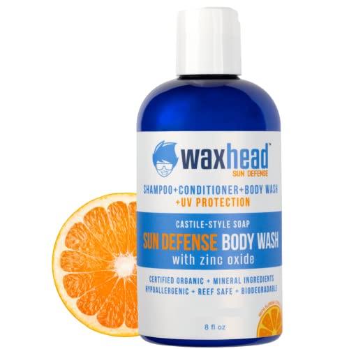 Waxhead Sun Defense Waxhead Body Wash + Shampoo - Scalp Sunscreen,  Biodegradable Soap, Sunscreen for Hair and Scalp, Baby Safe Body Wash,  Vegan Body