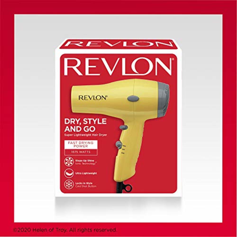 Revlon 1875W Lightweight + Compact Travel Hair Dryer, Yellow