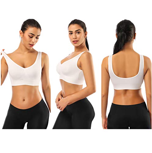 BesTena 1 BESTENA Sports Bras for Women, 3 Pack Seamless Comfortable Yoga  Bra with Removable Pads,X-Large