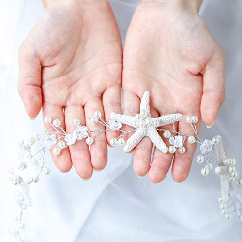 Unicra Wedding Starfish Headpiece Bridal Wedding Hair Vine Hair Accessories for Brides and Bridesmaids (A Silver)