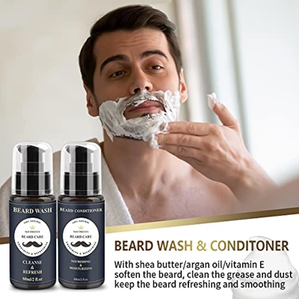 NOVTWENTY Beard Grooming Kits, 10 In 1 Beard Growth Kit with Beard Wash, Beard Oil and Growth Oil, Beard Conditioner, Beard Balm, Beard Br