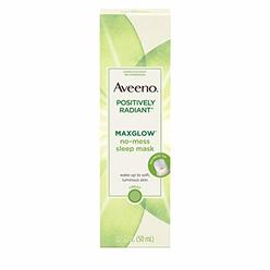 Aveeno Positively Radiant MaxGlow No-Mess Hydrating Sleep Mask with Moisture Rich Soy & Kiwi Complex, Hypoallergenic, Non-Comedo